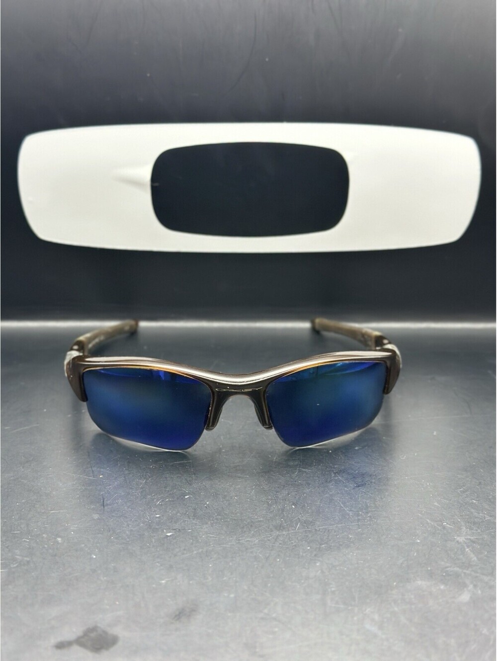 Oakley Flak Jacket XLJ Polished Rootbeer/Deep Blue Polarized Lenses 12-904